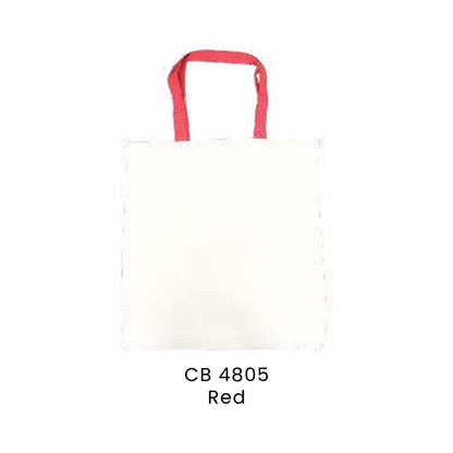 Canvas Bags - 10oz Canvas Flat Tote with Contrast Handles | CB48 | Red | CB4805 | Artiztee