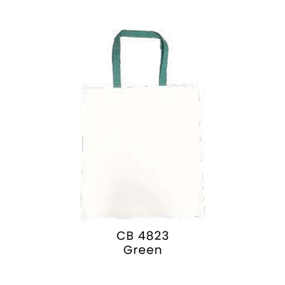 Canvas Bags - 10oz Canvas Flat Tote with Contrast Handles | CB48 | Green | CB4823 | Artiztee