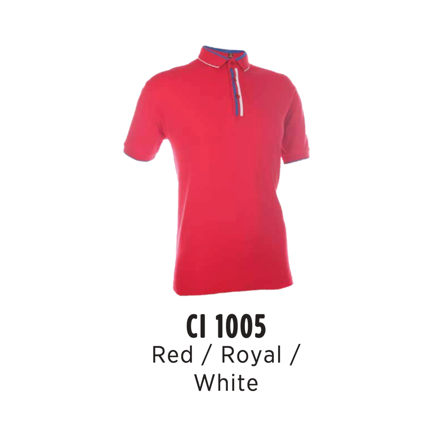 Polo | CVC Cotton Interlock | Tipped | Unisex | 210gsm | Red/Royal/White | CI1005