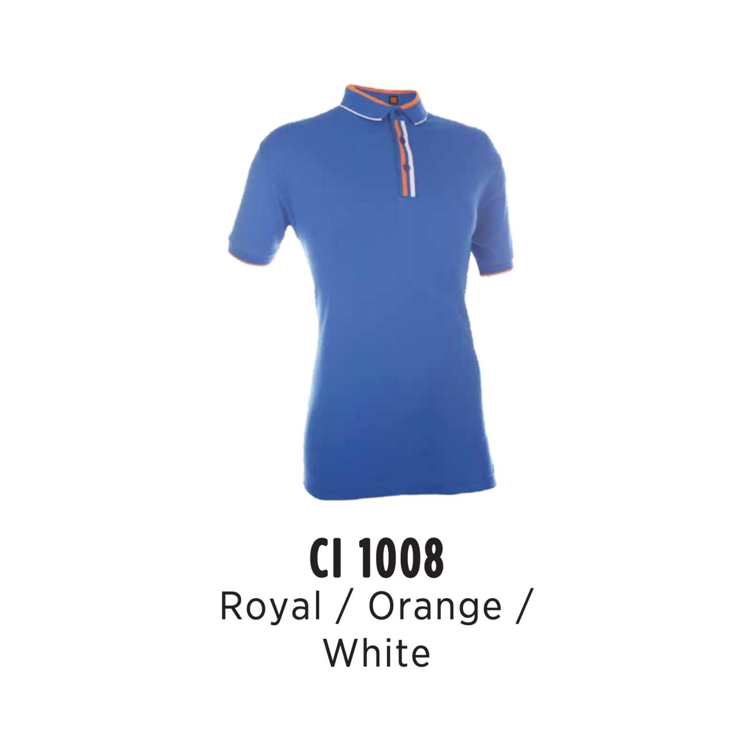 Polo | CVC Cotton Interlock | Tipped | Unisex | 210gsm | Royal/Orange/White | CI1008