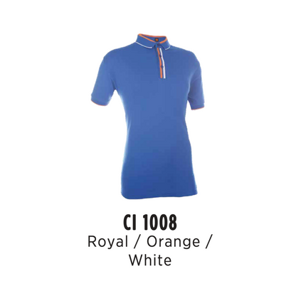 Polo | CVC Cotton Interlock | Tipped | Unisex | 210gsm | Royal/Orange/White | CI1008