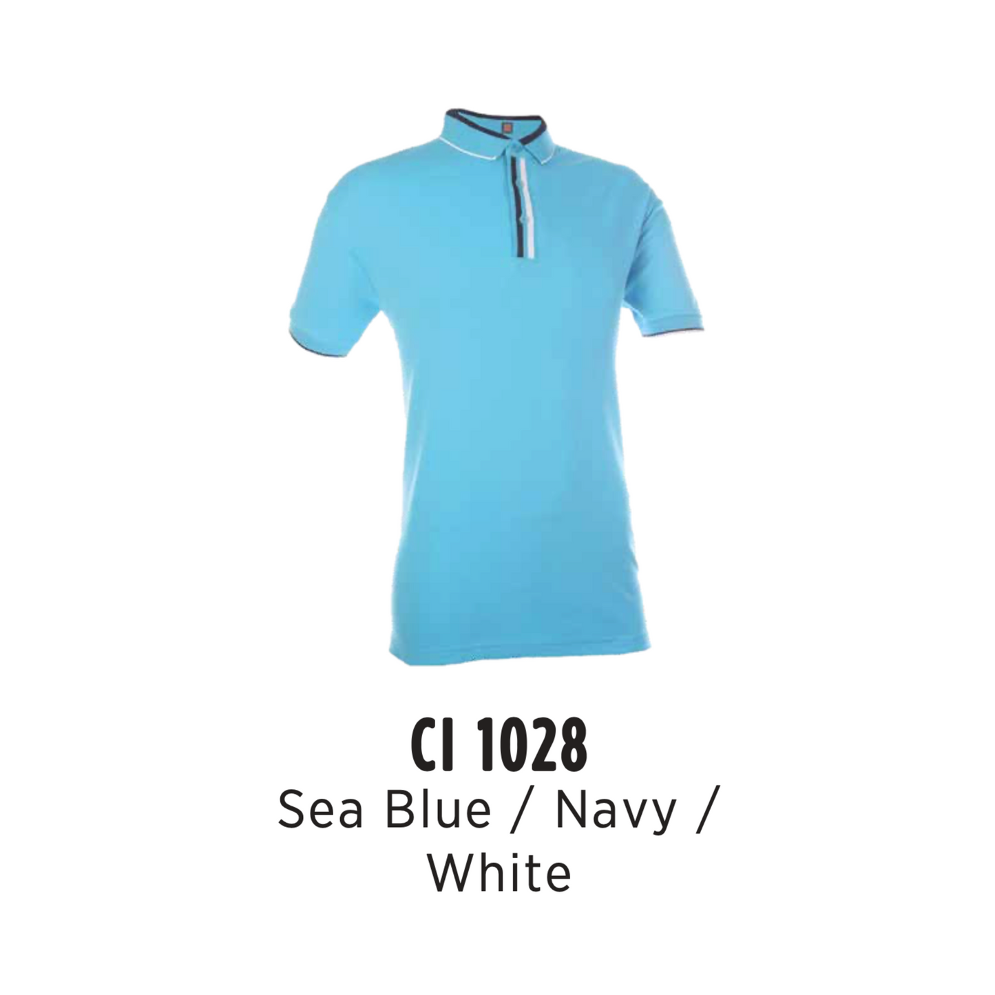 Polo | CVC Cotton Interlock | Tipped | Unisex | 210gsm | Sea Blue/Navy/White | CI1028