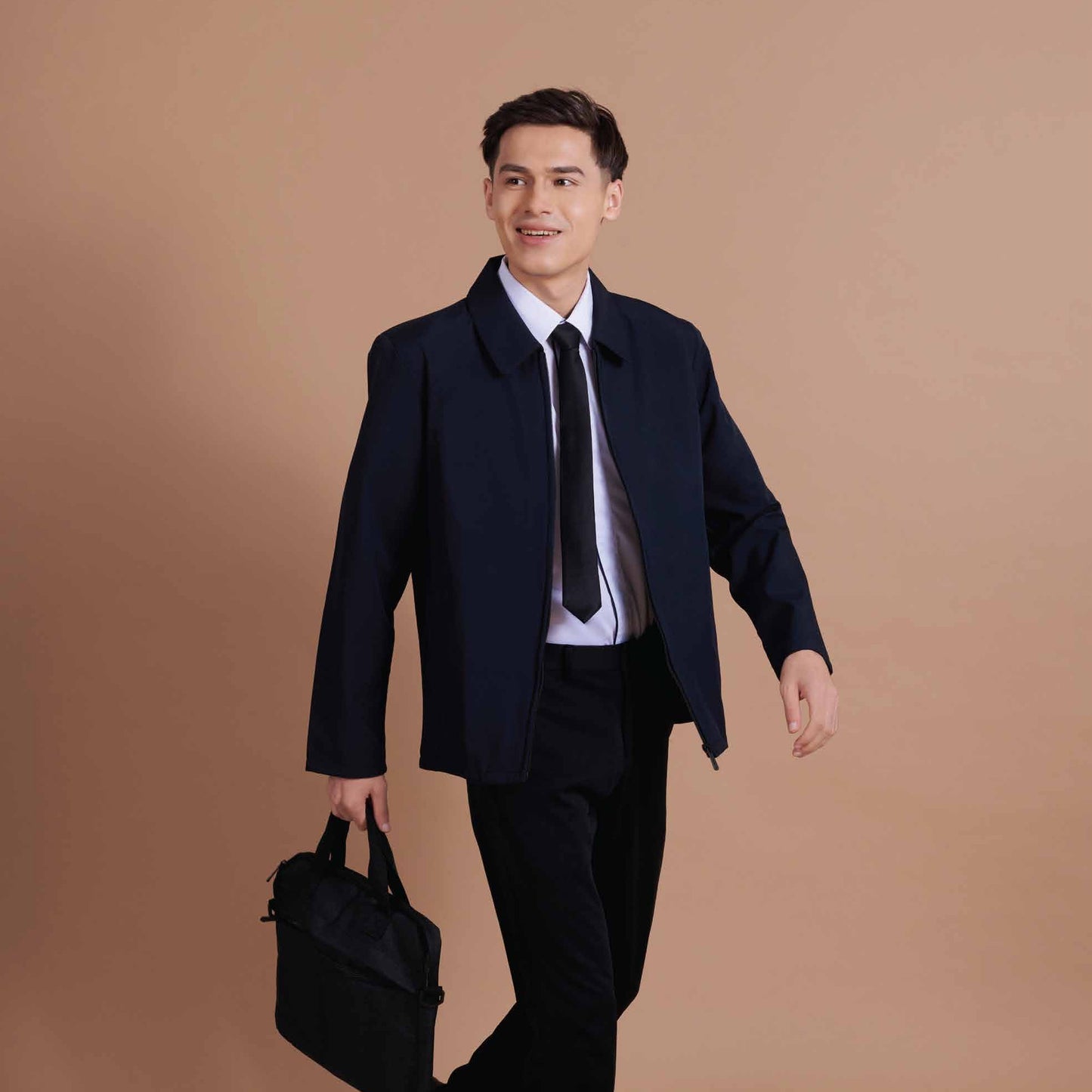 CJ02 corporate jacket worn by a model