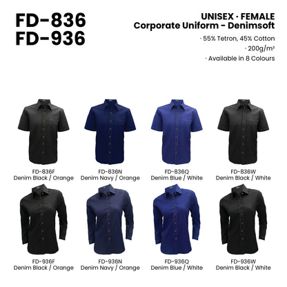 FD-836 | FD-936 — all 8 colourways with codes and names