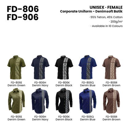 FD-806 | FD-906 — all 10 colourways with codes and names