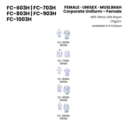 FC-603H | FC-703H | FC-803H | FC-903H | FC-1003H — all 5 colourways with codes and names