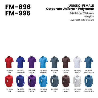 FM-896 | FM-996 — all 16 colourways with codes and names