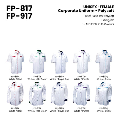 FP-817 | FP-917 — all 10 colourways with codes and names