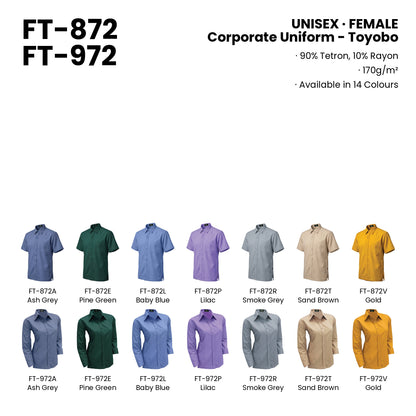 FT-872 | FT-972 — all 14 colourways with codes and names