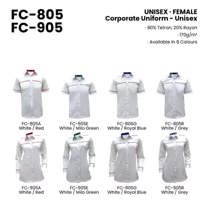 FC-805 | FC-905 — all 8 colourways with codes and names