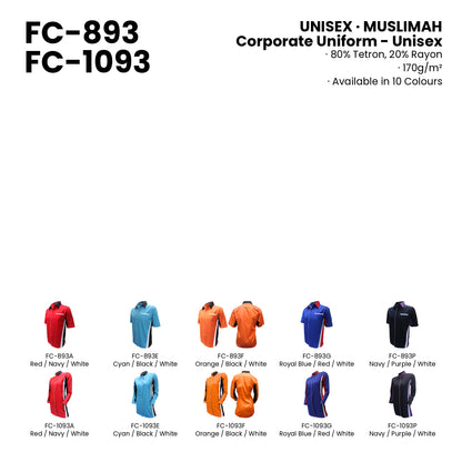 FC-893 | FC-1093 — all 10 colourways with codes and names