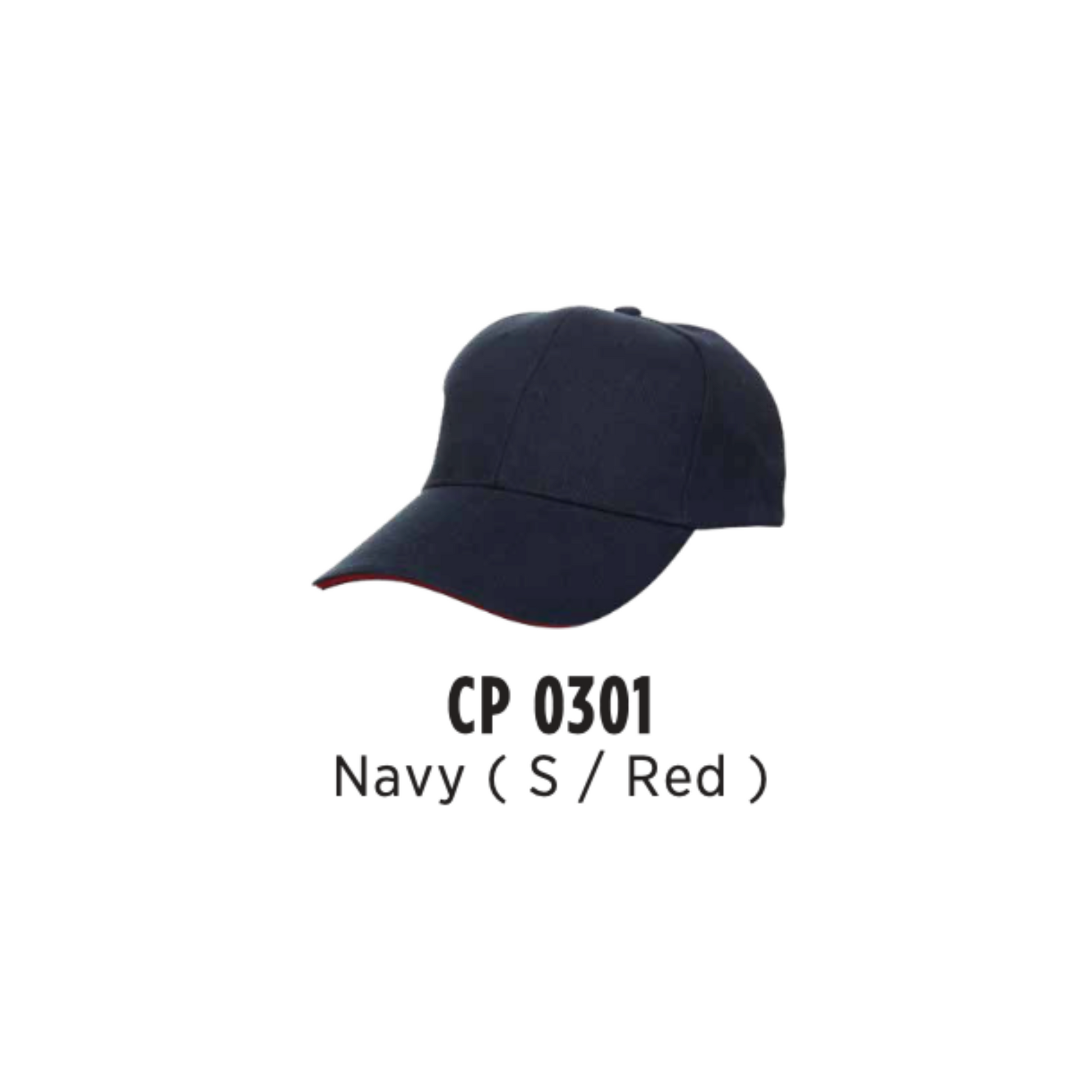 Custom Cap - Cotton Baseball Cap | Plain | Navy (S/Red) | CP0301