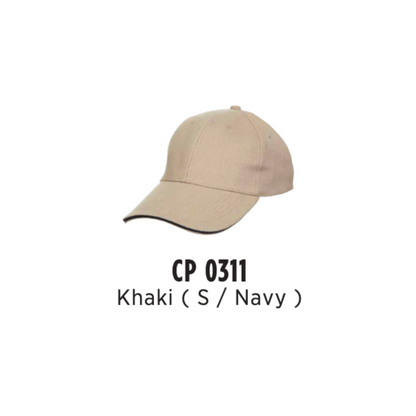 Custom Cap - Cotton Baseball Cap | Plain | Khaki (S/Navy) | CP0311