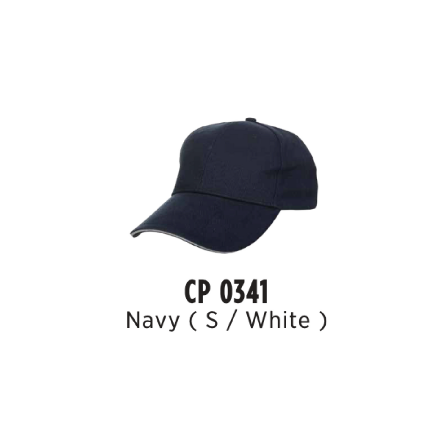 Custom Cap - Cotton Baseball Cap | Plain | Navy (S/White) | CP0341