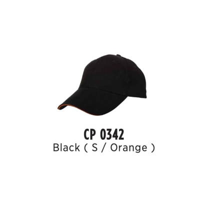 Custom Cap - Cotton Baseball Cap | Plain | Black (S/Orange) | CP0342