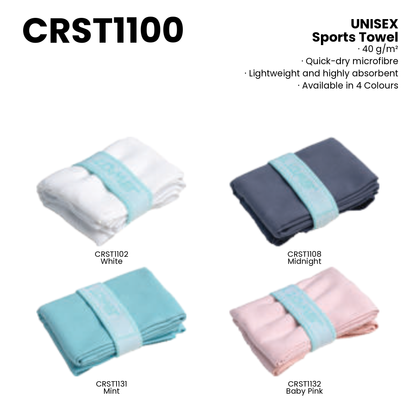 Sports Towel | Quick Dry | 40gsm | CRST1100 | Artiztee | Collection | Size Chart