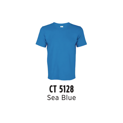 Custom T-Shirt - Unisex Comfy Cotton Short Sleeve | Plain | Sea Blue | CT5128