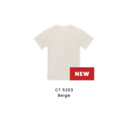Custom T-Shirt - Kids Comfy Cotton Short Sleeve | Plain | Beige | CT5203