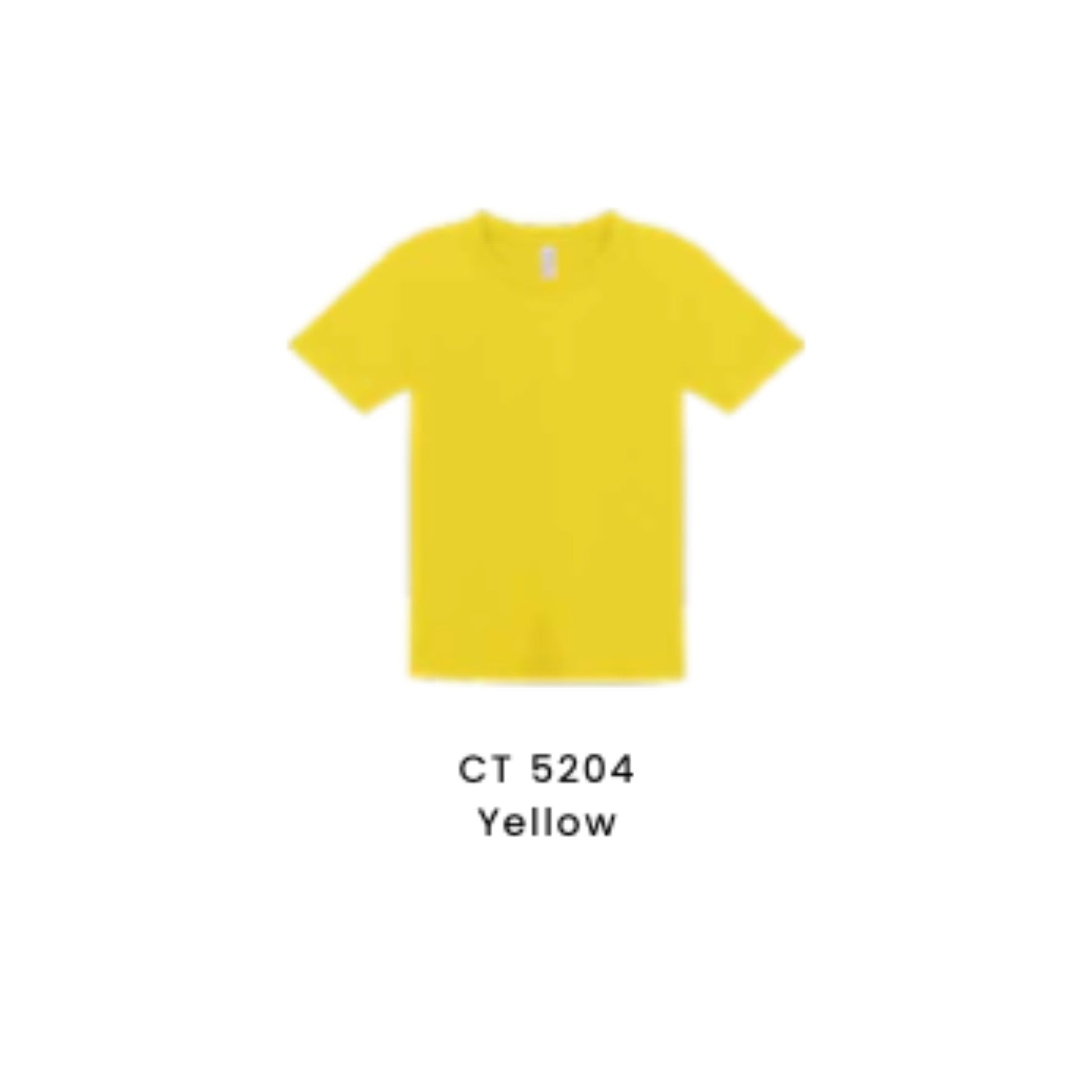 Custom T-Shirt - Kids Comfy Cotton Short Sleeve | Plain | Yellow | CT5204
