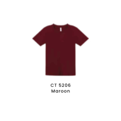 Custom T-Shirt - Kids Comfy Cotton Short Sleeve | Plain | Maroon | CT5206