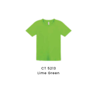 Custom T-Shirt - Kids Comfy Cotton Short Sleeve | Plain | Lime Green | CT5213