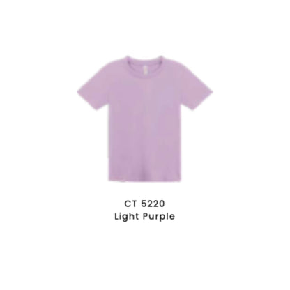 Custom T-Shirt - Kids Comfy Cotton Short Sleeve | Plain | Light Purple | CT5220