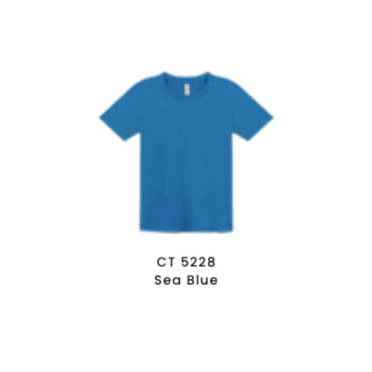 Custom T-Shirt - Kids Comfy Cotton Short Sleeve | Plain | Sea Blue | CT5228