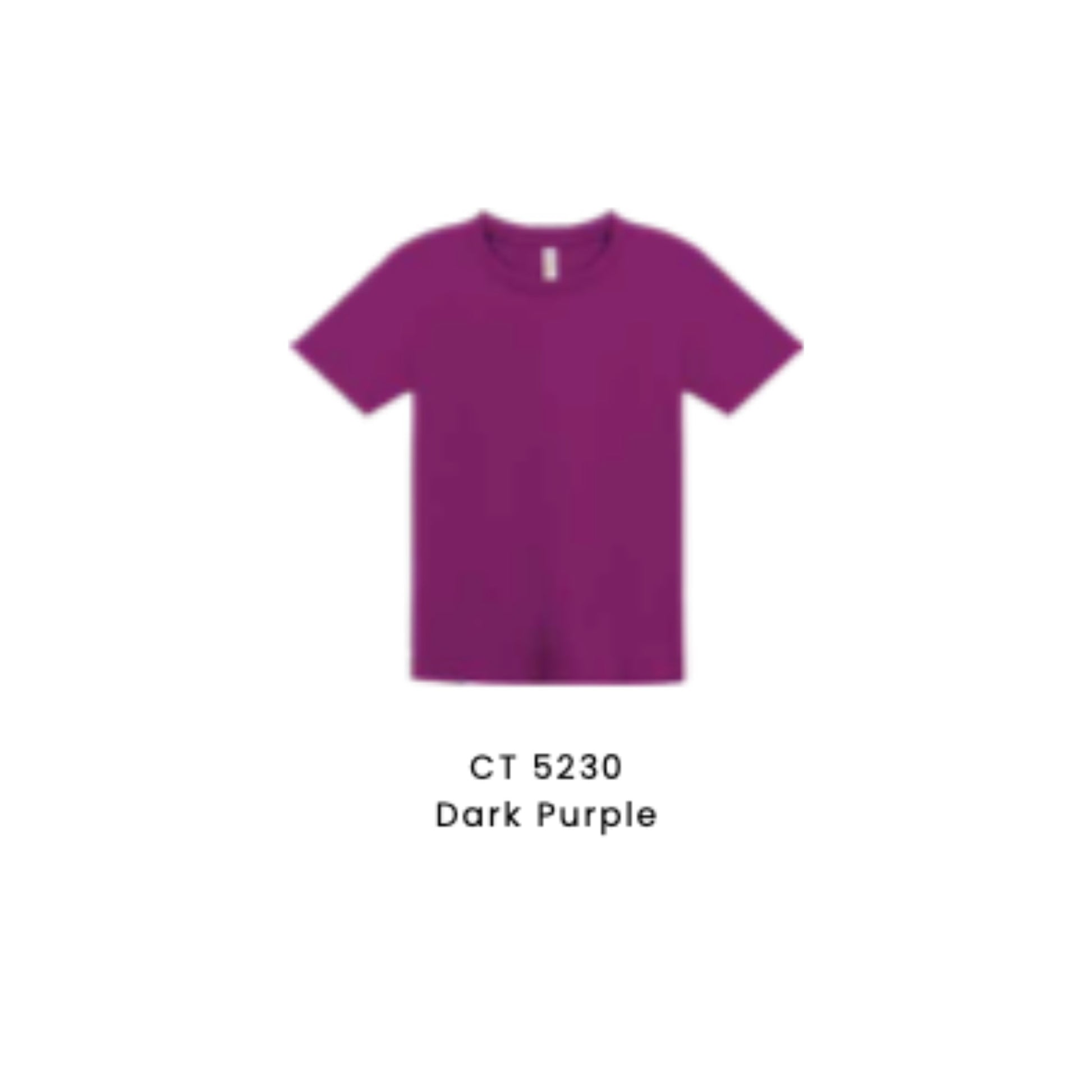 Custom T-Shirt - Kids Comfy Cotton Short Sleeve | Plain | Dark Purple | CT5230