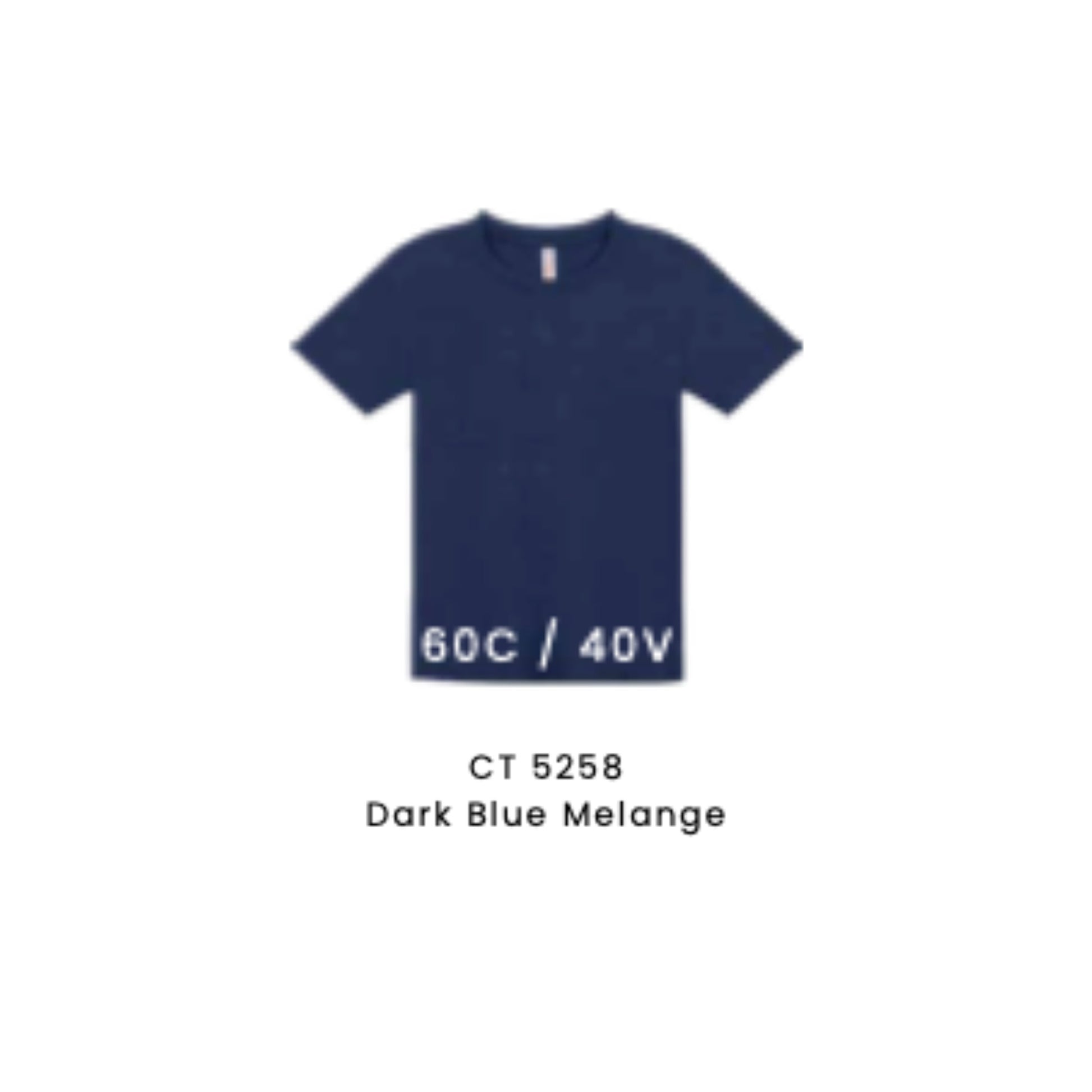 Custom T-Shirt - Kids Comfy Cotton Short Sleeve | Plain | Dark Blue Melange | CT5258