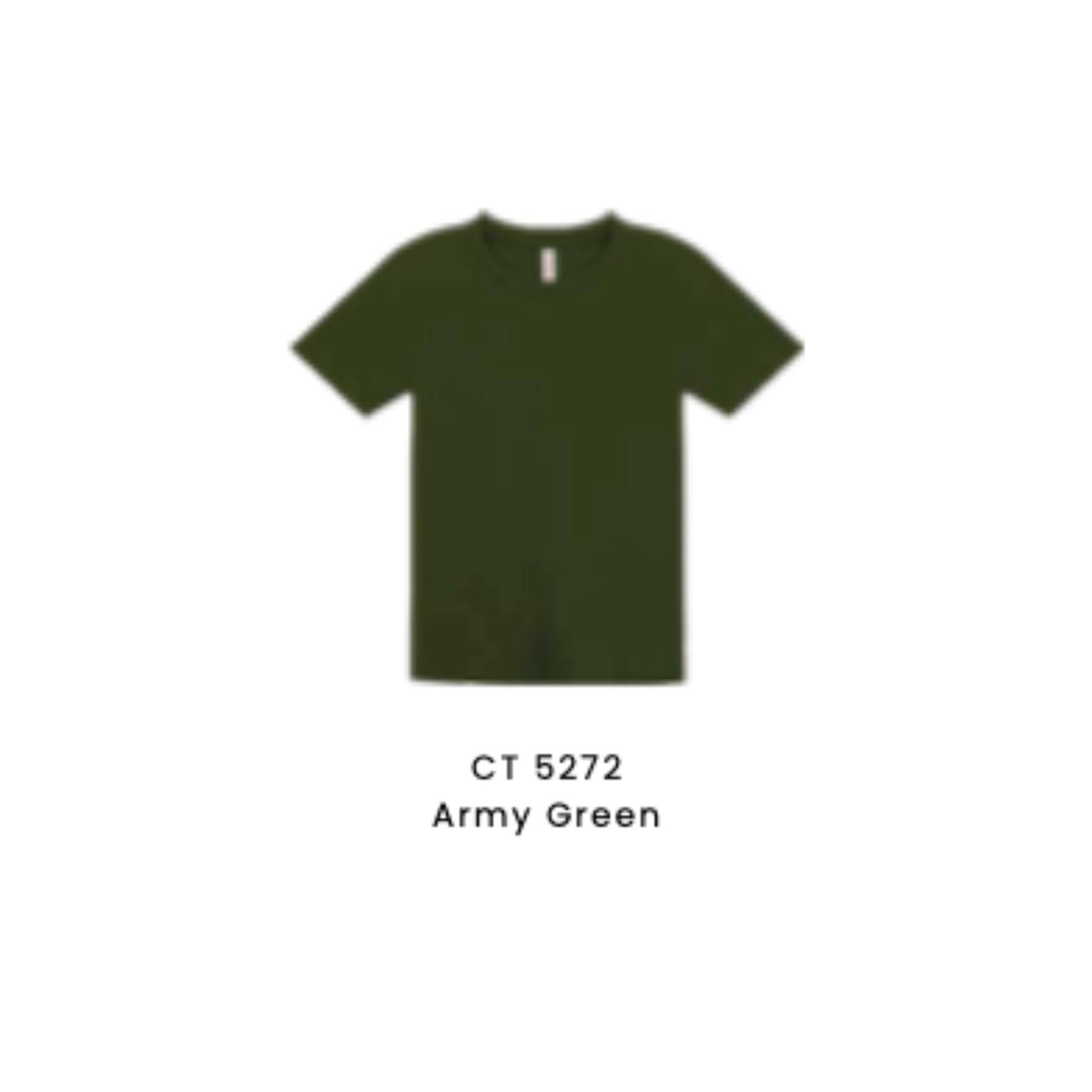 Custom T-Shirt - Kids Comfy Cotton Short Sleeve | Plain | Army Green | CT5272