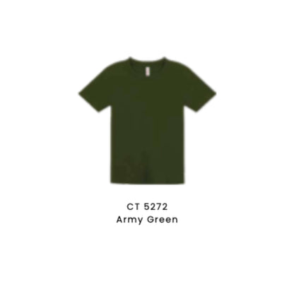 Custom T-Shirt - Kids Comfy Cotton Short Sleeve | Plain | Army Green | CT5272
