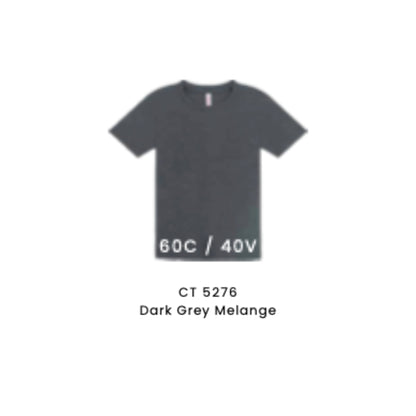 Custom T-Shirt - Kids Comfy Cotton Short Sleeve | Plain | Dark Grey Melange | CT5276