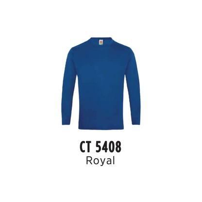 Custom T-Shirt Long Sleeve - Unisex Comfy Cotton Long Sleeve T-Shirt | Plain | Royal | CT5408