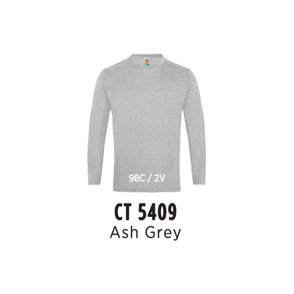 Custom T-Shirt Long Sleeve - Unisex Comfy Cotton Long Sleeve T-Shirt | Plain | Ash Grey | CT5409