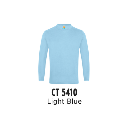 Custom T-Shirt Long Sleeve - Unisex Comfy Cotton Long Sleeve T-Shirt | Plain | Light Blue | CT5410