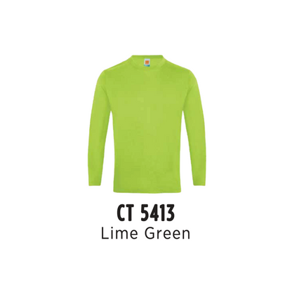 Custom T-Shirt Long Sleeve - Unisex Comfy Cotton Long Sleeve T-Shirt | Plain | Lime Green | CT5413