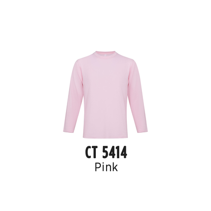 Custom T-Shirt Long Sleeve - Unisex Comfy Cotton Long Sleeve T-Shirt | Plain | Pink | CT5414