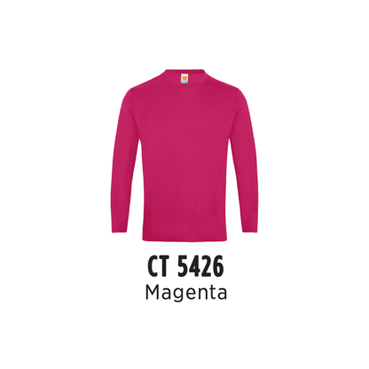 Custom T-Shirt Long Sleeve - Unisex Comfy Cotton Long Sleeve T-Shirt | Plain | Magenta | CT5426