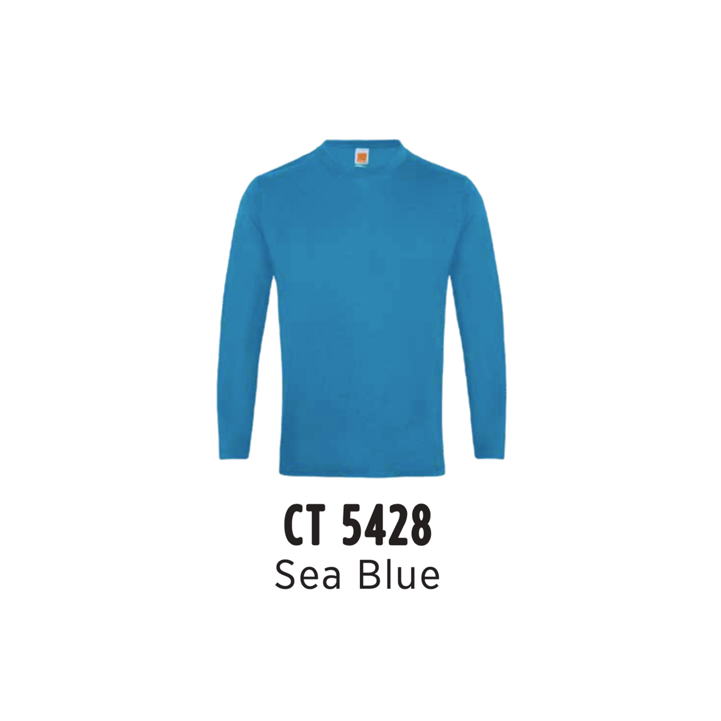 Custom T-Shirt Long Sleeve - Unisex Comfy Cotton Long Sleeve T-Shirt | Plain | Sea Blue | CT5428