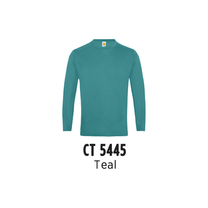Custom T-Shirt Long Sleeve - Unisex Comfy Cotton Long Sleeve T-Shirt | Plain | Teal | CT5445