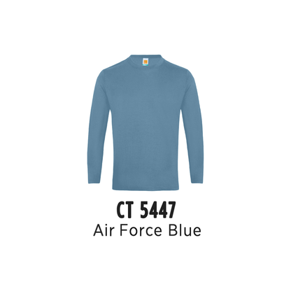 Custom T-Shirt Long Sleeve - Unisex Comfy Cotton Long Sleeve T-Shirt | Plain | Air Force Blue | CT5447