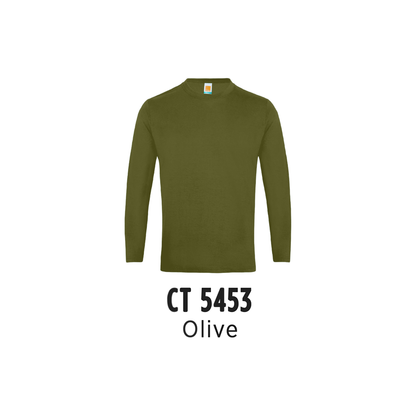 Custom T-Shirt Long Sleeve - Unisex Comfy Cotton Long Sleeve T-Shirt | Plain | Olive | CT5453