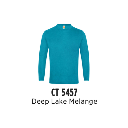 Custom T-Shirt Long Sleeve - Unisex Comfy Cotton Long Sleeve T-Shirt | Plain | Deep Lake Melange | CT5457