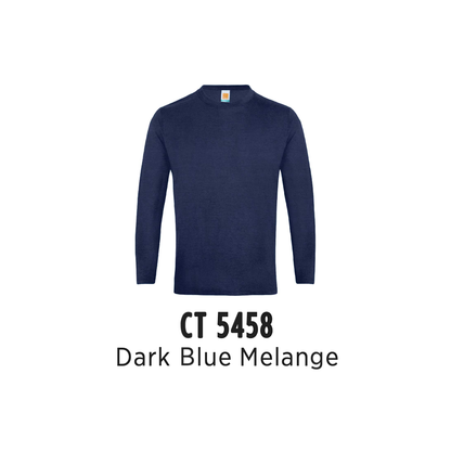 Custom T-Shirt Long Sleeve - Unisex Comfy Cotton Long Sleeve T-Shirt | Plain | Dark Blue Melange | CT5458