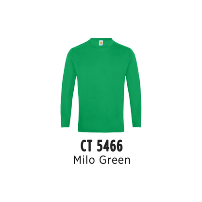 Custom T-Shirt Long Sleeve - Unisex Comfy Cotton Long Sleeve T-Shirt | Plain | Milo Green | CT5466