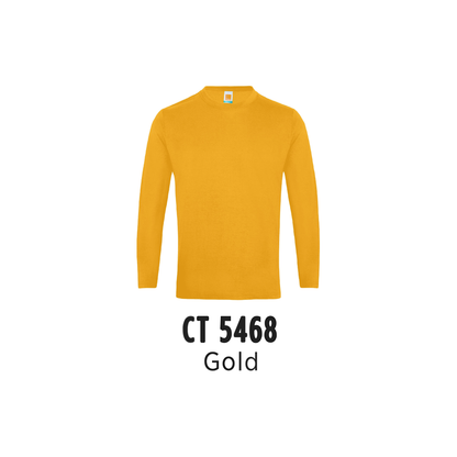 Custom T-Shirt Long Sleeve - Unisex Comfy Cotton Long Sleeve T-Shirt | Plain | Gold | CT5468