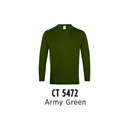Custom T-Shirt Long Sleeve - Unisex Comfy Cotton Long Sleeve T-Shirt | Plain | Army Green | CT5472