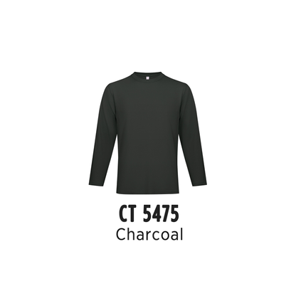 Custom T-Shirt Long Sleeve - Unisex Comfy Cotton Long Sleeve T-Shirt | Plain | Charcoal | CT5475