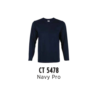 Custom T-Shirt Long Sleeve - Unisex Comfy Cotton Long Sleeve T-Shirt | Plain | Navy Pro | CT5478