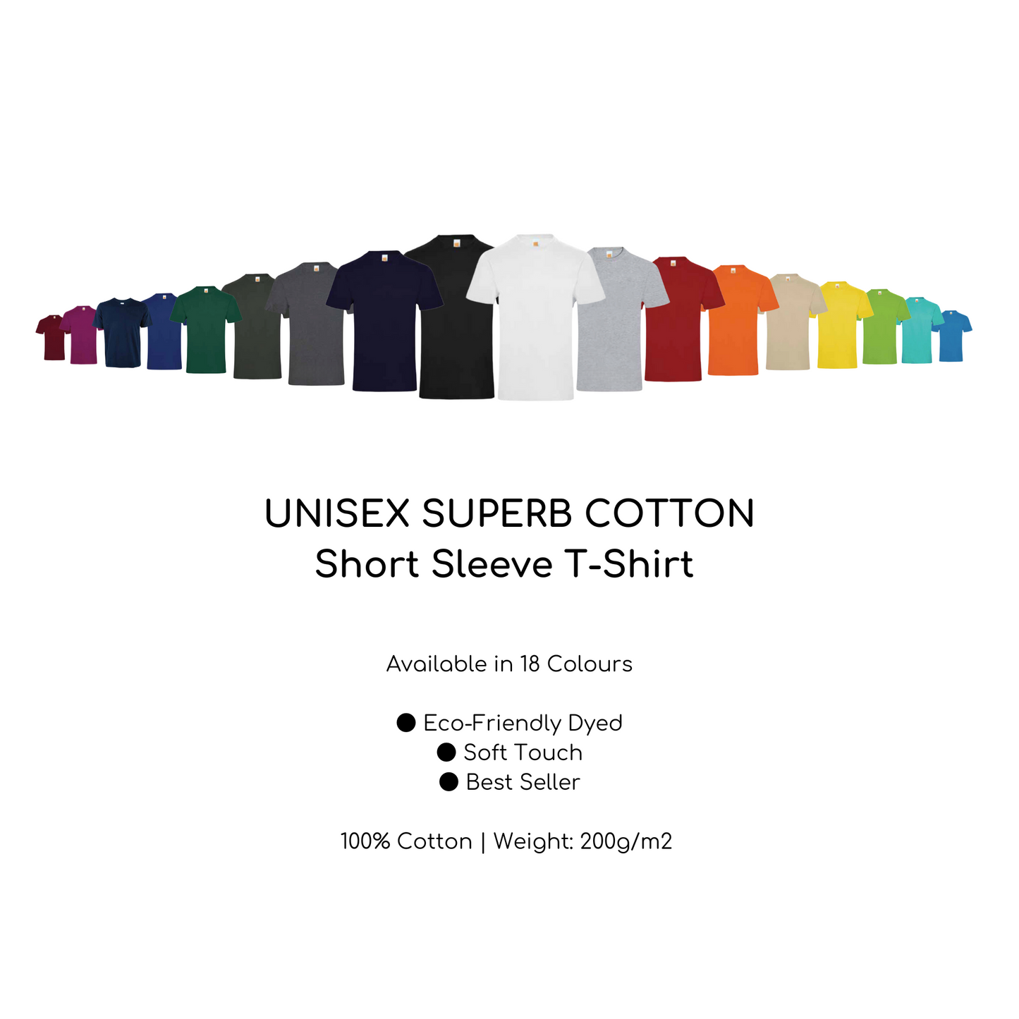 Custom T-Shirt - Unisex Superb Cotton Short Sleeve T-Shirt | Plain | [Color] | CT71